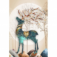 DIY Full Round Diamond Painting(50*65cm) - Elk PW777