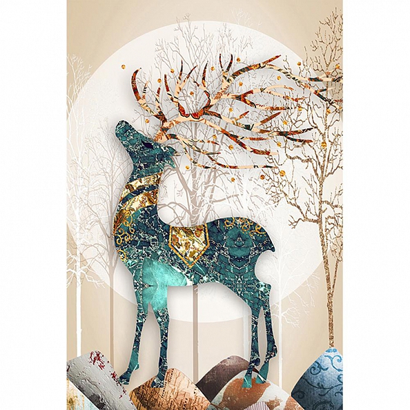 DIY Full Round Diamond Painting(50*65cm) - Elk PW777