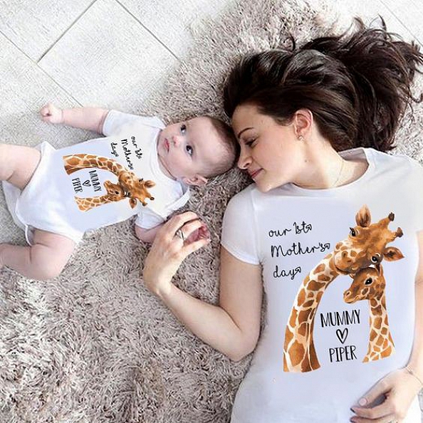 Custom Giraffe Mother's Day Baby Onesies PW152