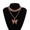 2Pcs Sparking Crystal Pave Butterfly Pendant Necklace PW936