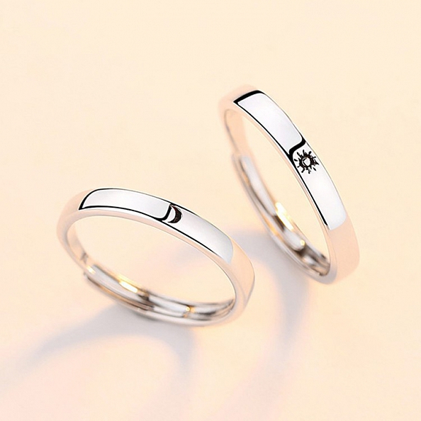 Romantic Moon and Star Couple Ring PWB286