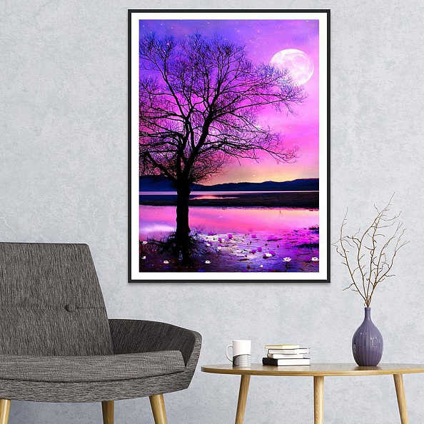 DIY Full Round Diamond Painting - Purple Sky Tree - PW681