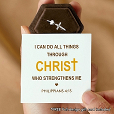 I CAN DO ALL THINGS THROUGH CHRIST WHO STRENGTHENS ME CROSS & HEART RING PWB415