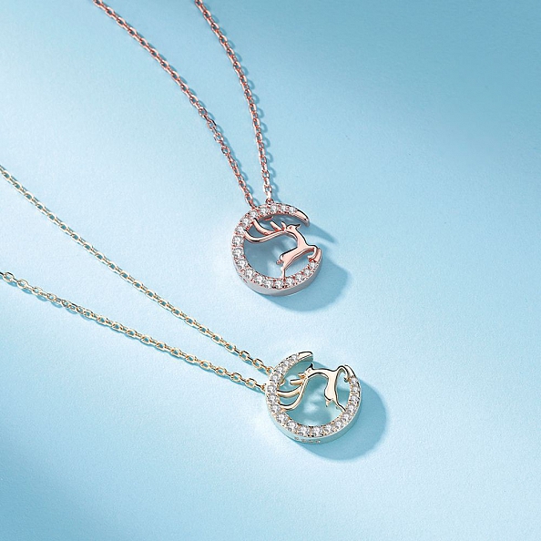 Sparkly Elk Necklace PWB344