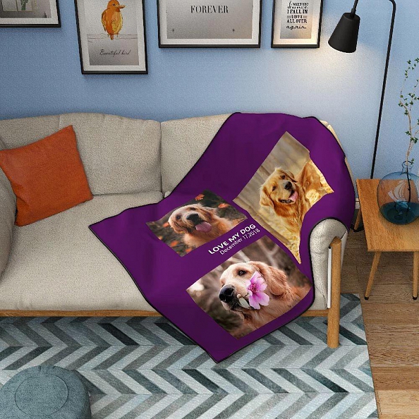 Custom Pet Photo Collage Blanket With 3 Photos PW517