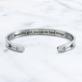 BEAUTIFUL GIRL YOU CAN DO HARD THINGS Cuff Bangle PWB356
