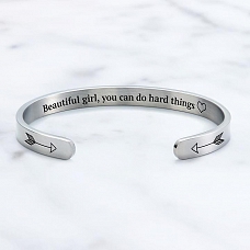 BEAUTIFUL GIRL YOU CAN DO HARD THINGS Cuff Bangle PWB356