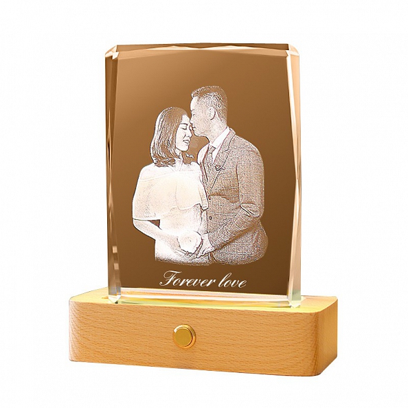 9K Crystal Natural Beech Custom Lamp with Photos PW290