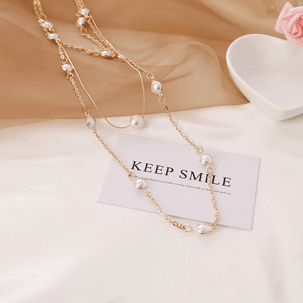 Multilayer Pearl Clavicle Necklace PWB015