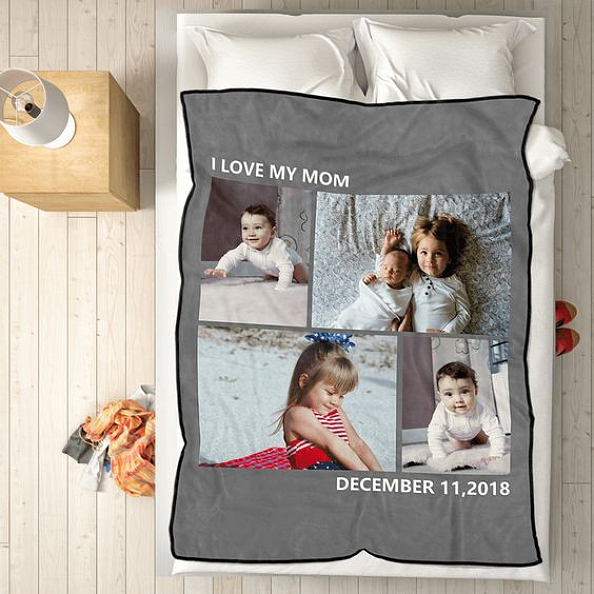 Custom Blankets Personalized Photo Blankets Custom Collage Blankets with 4 Photos PW288