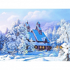 Full Drill 5D Diamond Painting Kit (DIY) -Snow Landscape Winter Home PW535