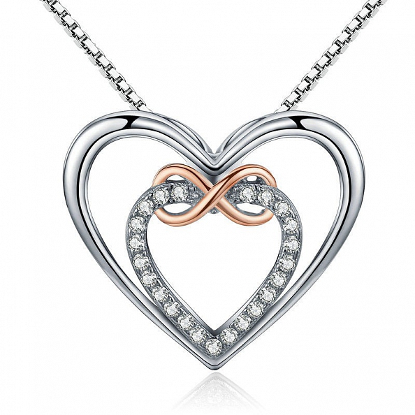 Infinity and Heart Paving Necklace PWB391