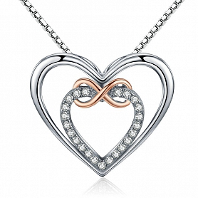 Infinity and Heart Paving Necklace PWB391