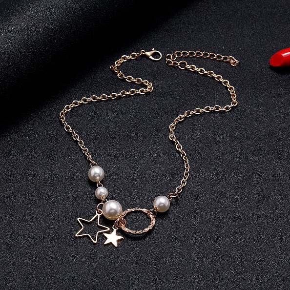 Simple elegant star pearl necklace PWB138