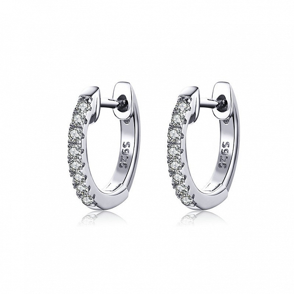S925 Sterling Silver Hoop Earrings PWB347