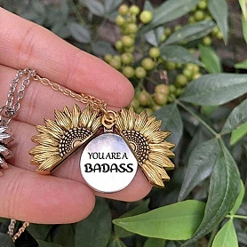 YOU ARE A BADASS SUNFLOWER NECKLACE PWB039