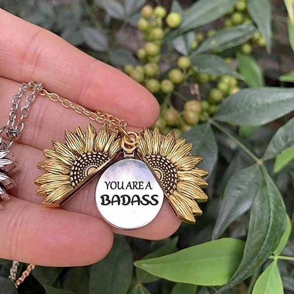 YOU ARE A BADASS SUNFLOWER NECKLACE PWB039
