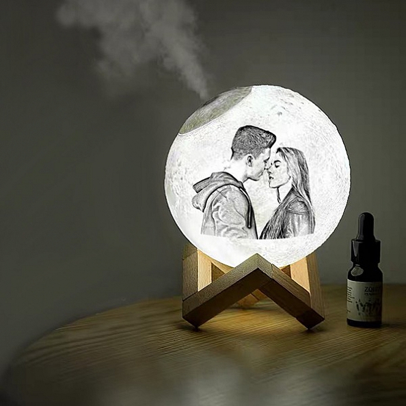 Personalized two colors photo humidifier moon lamp PW037