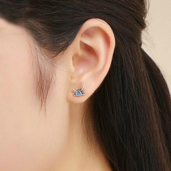 Cute Blue Crab Stud Earrings PWB444