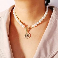 Pearl and coin necklace PW940