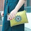 DIY Leather Shoulder Bag Diamond Painting  Yellow and Blue Flowers PW632