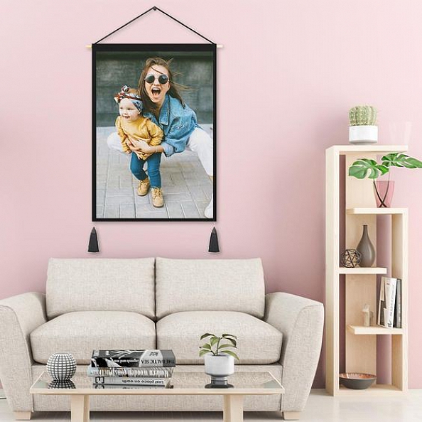 Custom Mother and Daughter Photo Tapestry - Wall Decor Hanging Fabric Painting Hanger Frame Poster PW263
