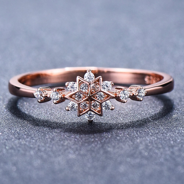 S925 Sterling Silver Snowflake Ring PWB241