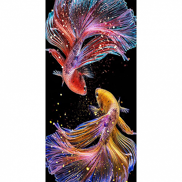 5D DIY Diamond Painting Colorful Fish Full Round Drill Embroidery Home Art PW597