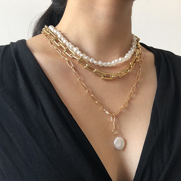 Simple multi-layer irregular necklace PWB213