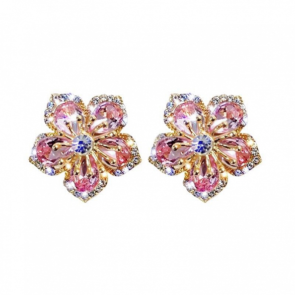 Blooming Flower Crystal Earrings PWB257