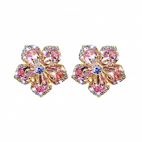 Blooming Flower Crystal Earrings PWB257