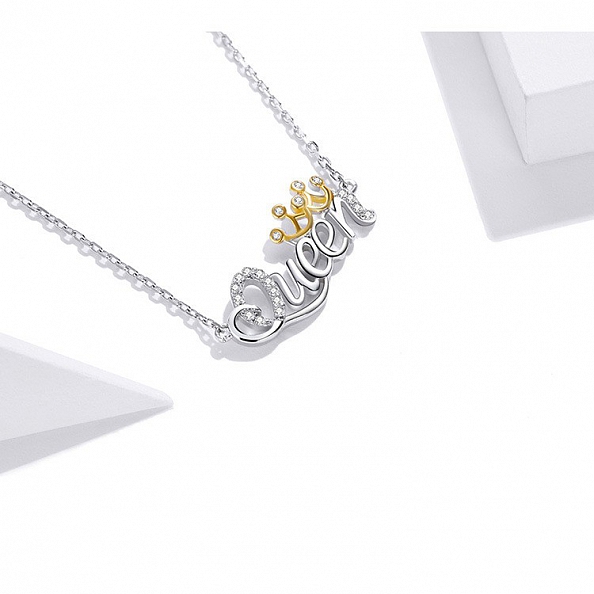 S925 Sterling Silver Queen Necklace PWB329