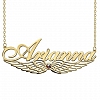 Angel Wing Name Necklace with Birthstone PW937