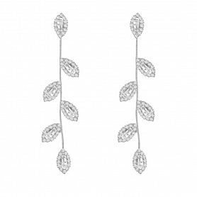 Silver Plated Vine Drop Earrings PWB557
