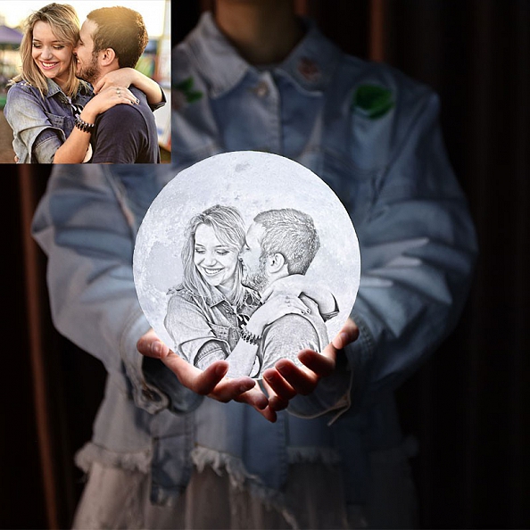 Moon Lamp With Photo Two Colors PW027