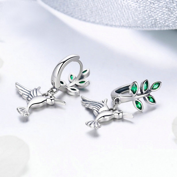 Hummingbird & Spring Trees Earrings PWB540