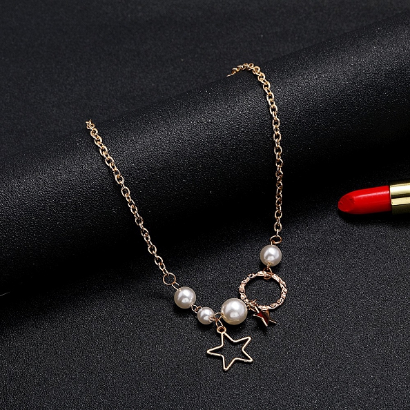 Simple elegant star pearl necklace PWB138