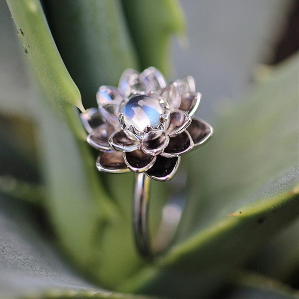 Moonstone Lotus Ring PWB310
