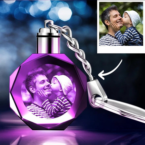 Custom  Photo Crystal Key Chain Ocagon PW338