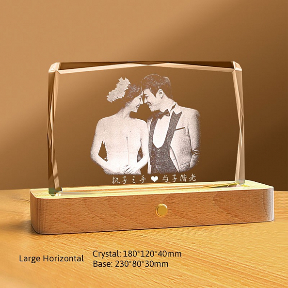 9K Crystal Natural Beech Custom Lamp with Photos PW290