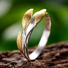 925 Sterling Silver Three-leaves Ring PWB411