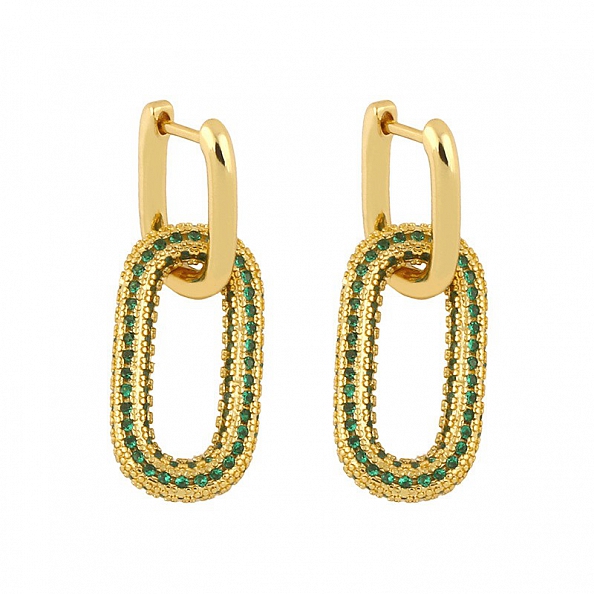 Double Circle Colorful Zircon Hoop Earrings PWB093