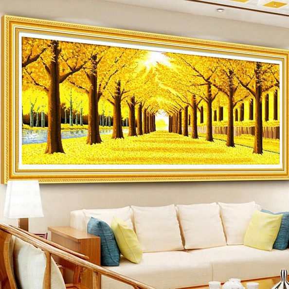 5D DIY Full Drill Diamond Painting Yellow Larch Cross Stitch Embroidery Kit PW592