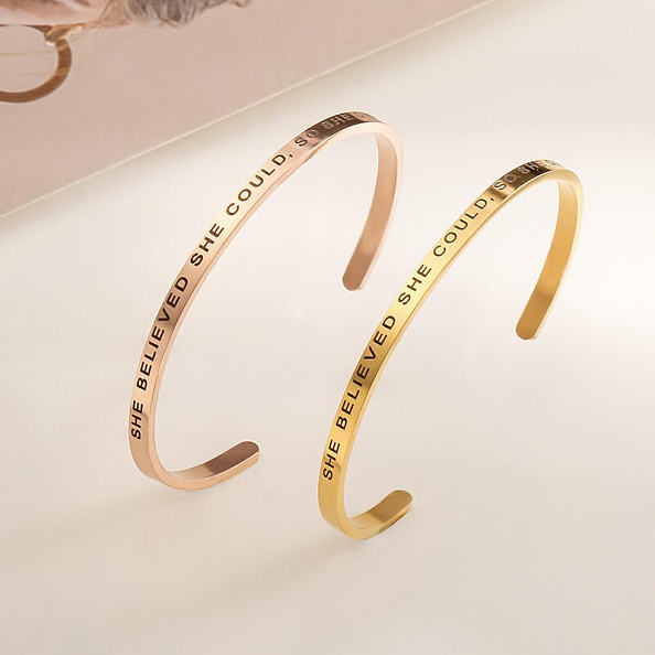 SHE BELIEVED SHE COULD SO SHE DID Inspirational Bangle PWB394