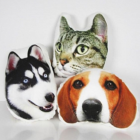 Custom Pet Photo Pillow, Custom Pet Face Pillow, 3D Portrait Pillow PW092