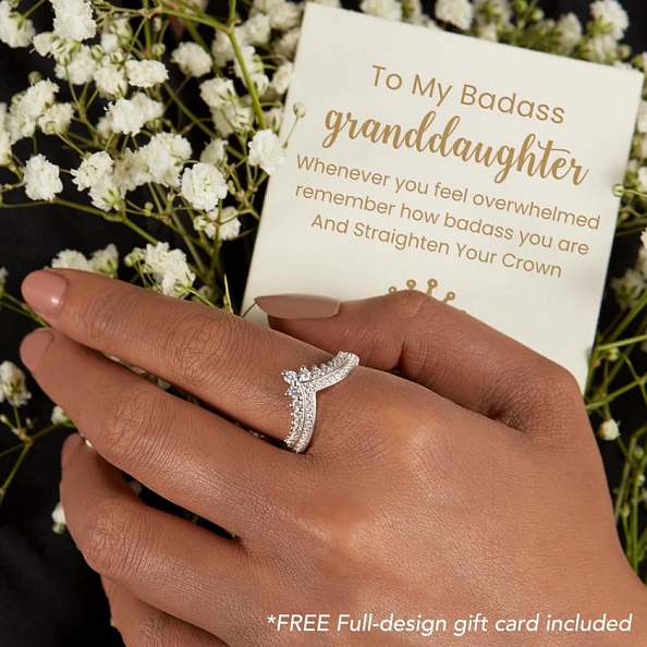 S925 TIARA RING -TO MY BADASS GRANDDAUGHTER PWB209