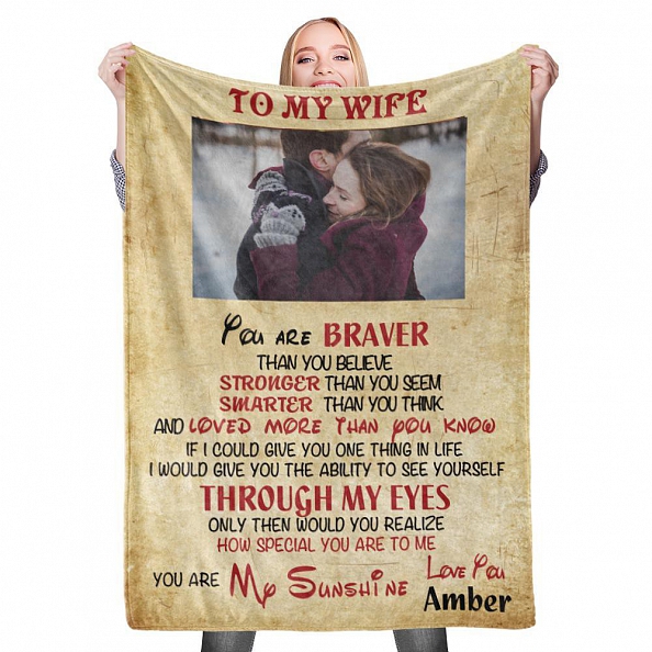 Personalized Custom Wife Blanket Valentine's Blanket Fleece Blanket PW503