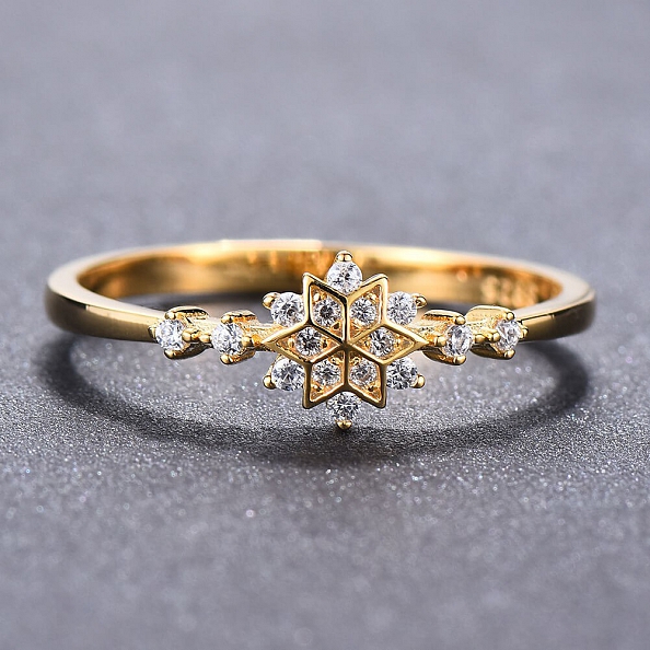 S925 Sterling Silver Snowflake Ring PWB241