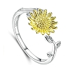 925 Sterling Silver Adjustable Sunflower Ring PWB562