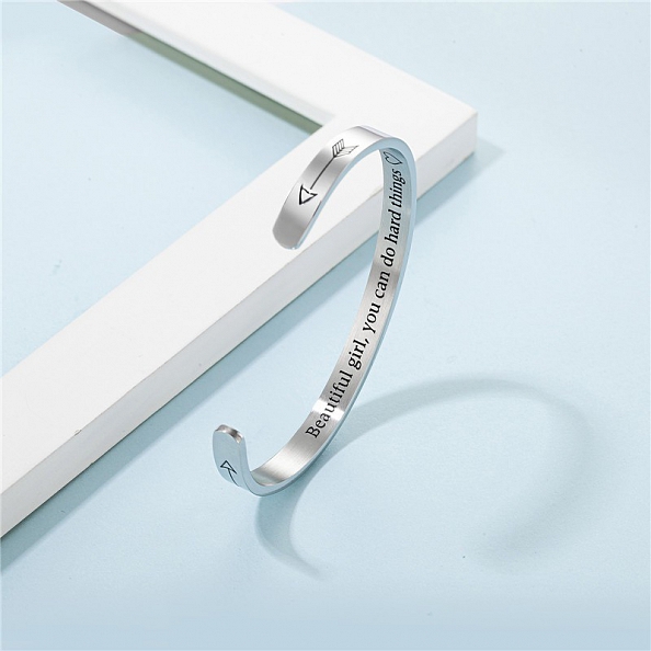 BEAUTIFUL GIRL YOU CAN DO HARD THINGS Cuff Bangle PWB356